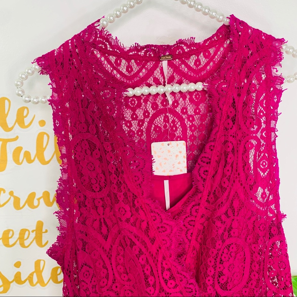 Free People Purple Lace Heart In Two Mini Dress Size Small - Picture 6 of 16
